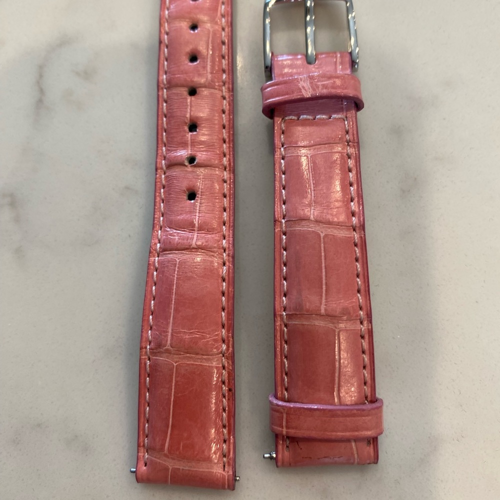 Michele 16mm pink embossed alligator leather watch band